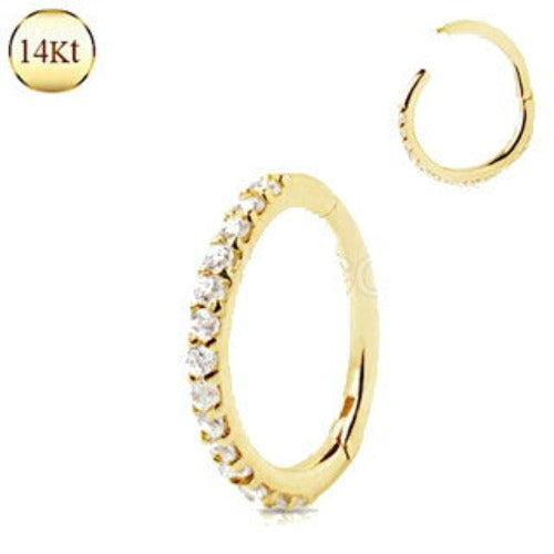 14Kt. Yellow Gold Multi Jeweled Seamless Clicker Ring | Fashion Hut Jewelry