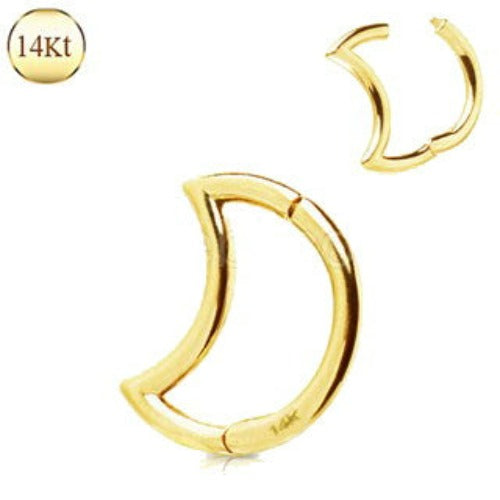 14Kt. Yellow Gold Crescent Moon Seamless Clicker Ring | Fashion Hut Jewelry