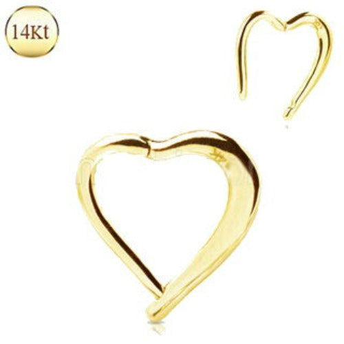 14Kt. Yellow Gold Lovely Heart Seamless Clicker Ring | Fashion Hut Jewelry