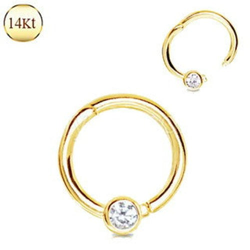 14Kt. Yellow Gold Jeweled Seamless Clicker Ring | Fashion Hut Jewelry