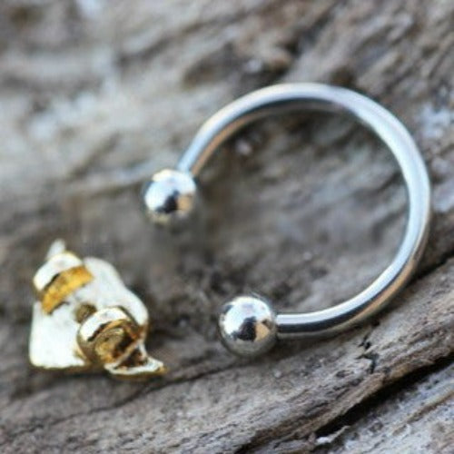 316L Stainless Steel Gold Plated Heart Snap-In Captive Bead Ring / Septum Ring | Fashion Hut Jewelry