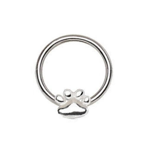 316L Stainless Steel Dog Puppy Paw Snap-in Captive Bead Ring / Septum Ring | Fashion Hut Jewelry