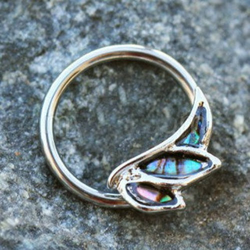 316L Stainless Steel Abalone Shell Angel Wing Snap-in Captive Bead Ring / Septum Ring | Fashion Hut Jewelry
