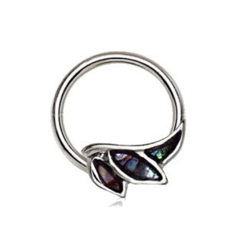 316L Stainless Steel Abalone Shell Angel Wing Snap-in Captive Bead Ring / Septum Ring | Fashion Hut Jewelry