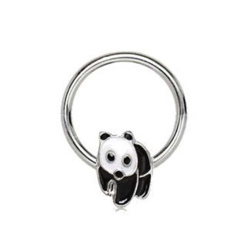 316L Stainless Panda Snap-in Captive Bead Ring / Septum Ring | Fashion Hut Jewelry