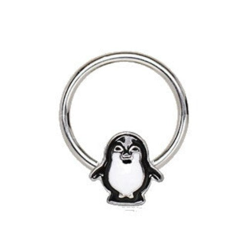 316L Stainless Penguin Snap-in Captive Bead Ring / Septum Ring - Fashion Hut Jewelry