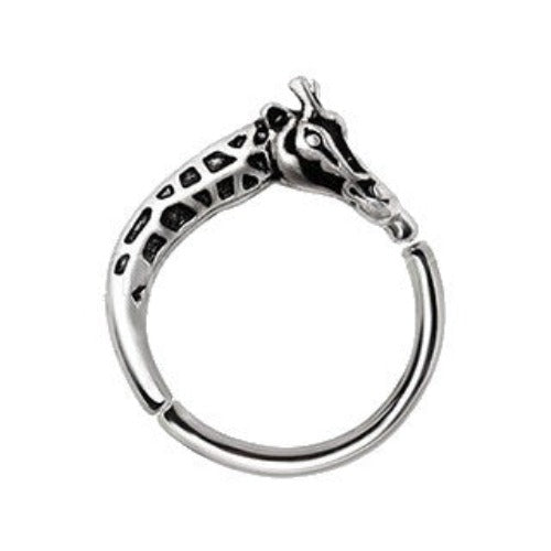 316L Stainless Steel Giraffe Silver Plated Seamless Ring / Cartilage Earring | Fashion Hut Jewelry