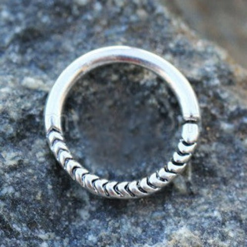316L Stainless Steel Rope Design Annealed Seamless Ring / Septum Ring | Fashion Hut Jewelry
