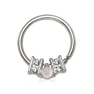 316L Stainless Steel Ornate Multi-Jeweled Seamless Ring / Septum Ring - Fashion Hut Jewelry
