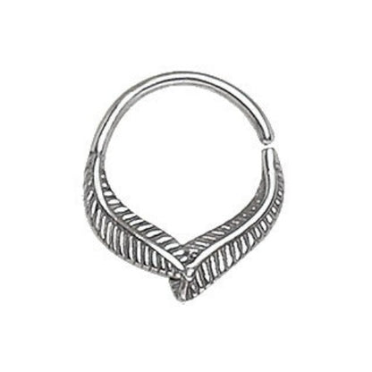 316L Stainless Steel Leaf Seamless Ring / Septum Ring | Fashion Hut Jewelry