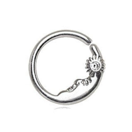 316L Stainless Steel Sun & Moon Seamless Rings / Cartilage Earrings | Fashion Hut Jewelry