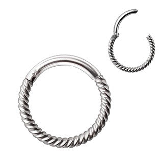 316L Stainless Steel Rope Design Seamless Clicker Ring / Septum Jewelry | Fashion Hut Jewelry
