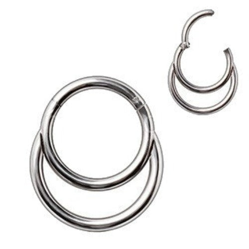 316L Stainless Steel Double Ring Seamless Clicker Ring / Septum Jewelry | Fashion Hut Jewelry