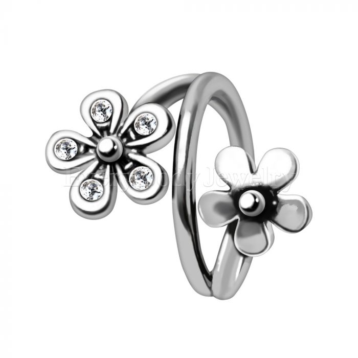 Twist Style Flower Seamless Ring / Cartilage Earring - Fashion Hut Jewelry
