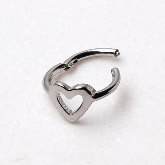 316L Stainless Steel Heart Seamless Clicker Ring - Heart Cartilage Piercing | Fashion Hut Jewelry
