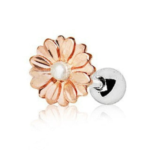 Rose Gold Sweat Pearl Daisy Cartilage Earring | Fashion Hut Jewelry