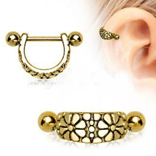 Gold Daisy Ear Cuff Cartilage Earring | Fashion Hut Jewelry