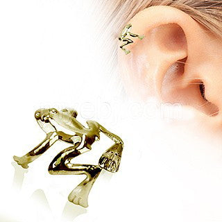 Antique Gold Tree Frog Fake Cartilage Ear Cuff | Fashion Hut Jewelry