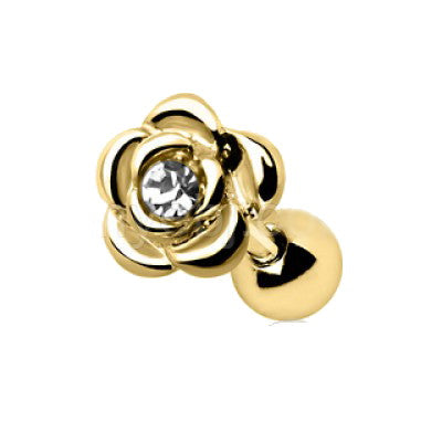 Gold Diamond Rose Cartilage Earring Cartilage Piercing Jewelry | Fashion Hut Jewelry