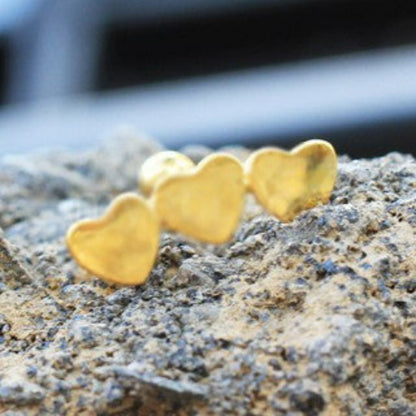 Gold Plated Triple Heart Cartilage Earring | Fashion Hut Jewelry