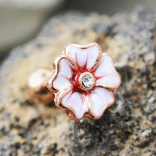 Rose Gold Hawaiian Hibiscus Flower Cartilage Earring | Fashion Hut Jewelry