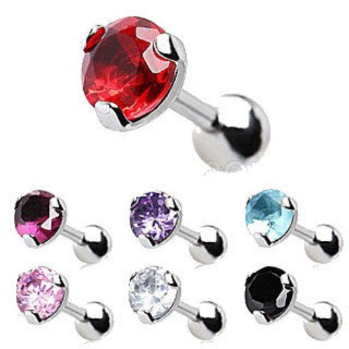 316L Surgical Steel Tragus / Cartilage Ring with Prong Set 5mm Round CZ | Fashion Hut Jewelry