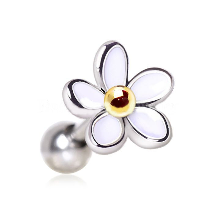Surgical Steel Sweet White Daisy Flower Cartilage Earring | Fashion Hut Jewelry