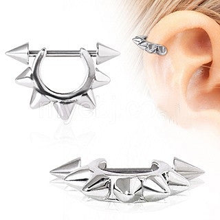 316L Surgical Steel Metal Spike Cartilage Cuff | Fashion Hut Jewelry