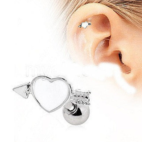 316L Surgical Steel Arrow Through Your Heart Cartilage Earring | Fashion Hut Jewelry