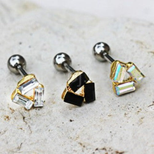 316L Stainless Steel Art of Brilliance Art Deco Cartilage Earring | Fashion Hut Jewelry