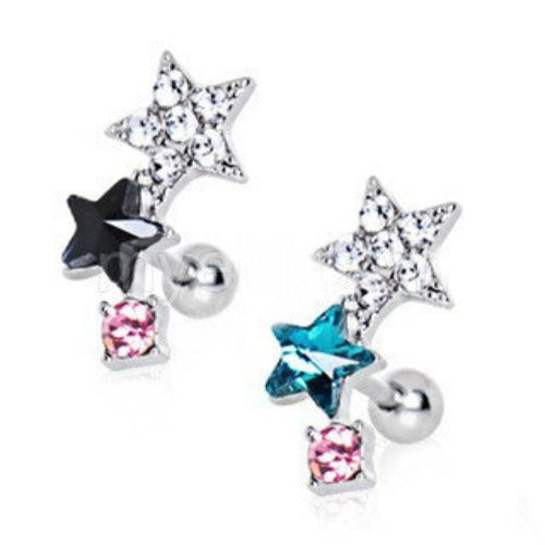 316L Stainless Steel Art of Brilliance Star Power Cartilage Earring - Fashion Hut Jewelry