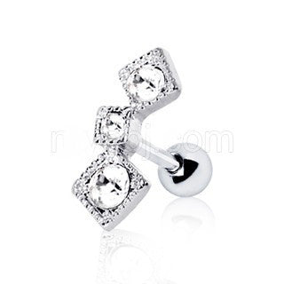 316L Stainless Steel Art of Brilliance Triple Square Drop Cartilage Earring - Fashion Hut Jewelry