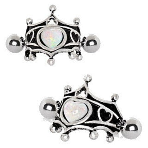316L Stainless Steel Medieval Design Heart Crown Cartilage Cuff Earring | Fashion Hut Jewelry