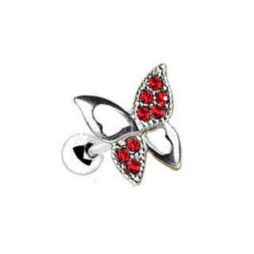 316L Stainless Steel Jeweled Butterfly Cartilage Earring | Fashion Hut Jewelry