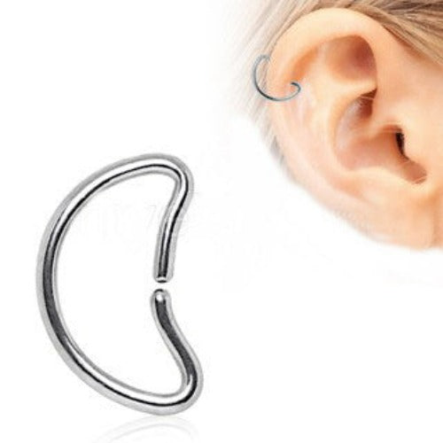 316L Stainless Steel Crescent Moon Cartilage Earring - Fashion Hut Jewelry