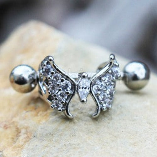 316L Stainless Steel Fancy Jeweled Butterfly Cartilage Cuff Earring - Fashion Hut Jewelry