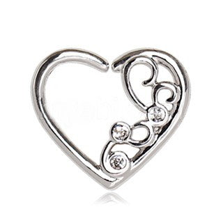 Jeweled Ornate Heart Annealed Cartilage Earring | Fashion Hut Jewelry