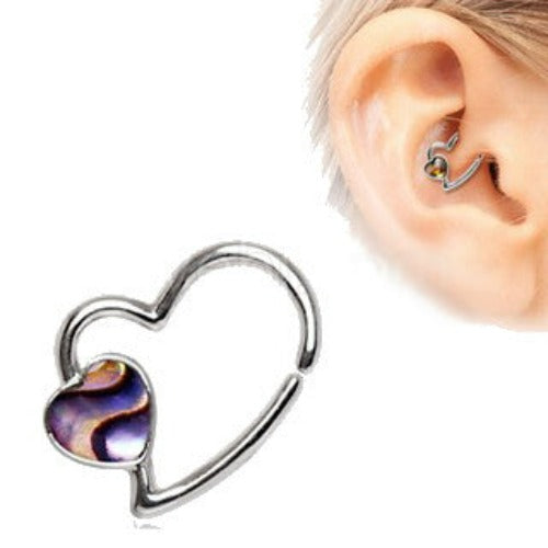 316L Stainless Steel Abalone Shell Heart Annealed Cartilage Earring | Fashion Hut Jewelry