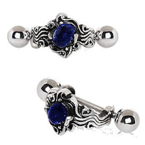 316L Stainless Steel Sapphire Blue Wave Cartilage Cuff Earring | Fashion Hut Jewelry