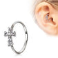 316L Stainless Steel Jeweled Cross Cartilage Earring / Nose Hoop Ring | Fashion Hut Jewelry