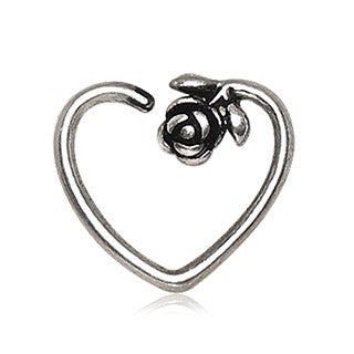 316L Stainless Steel Rose Heart Cartilage Earring | Fashion Hut Jewelry