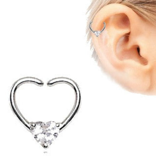 316L Stainless Steel Jeweled Heart Shaped Seamless Ring | Fashion Hut Jewelry