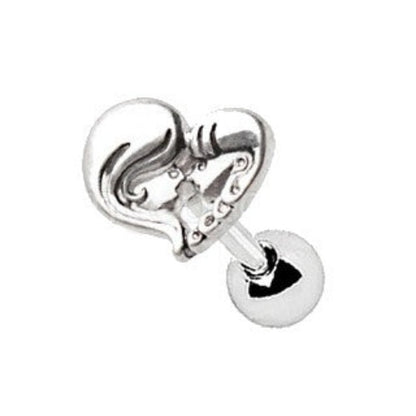 316L Stainless Steel Mother Daughter Heart Cartilage Earring | Fashion Hut Jewelry