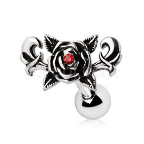 316L Stainless Steel Gothic Rose Cartilage Earring | Fashion Hut Jewelry