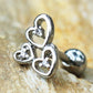 316L Stainless Steel Triple Lovely Heart Cartilage Earring | Fashion Hut Jewelry