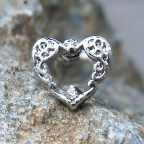 316L Stainless Steel Decorated Heart Cartilage Earring | Fashion Hut Jewelry