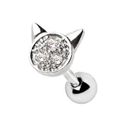 316L Stainless Steel Adorned Cat Cartilage Earring | Fashion Hut Jewelry