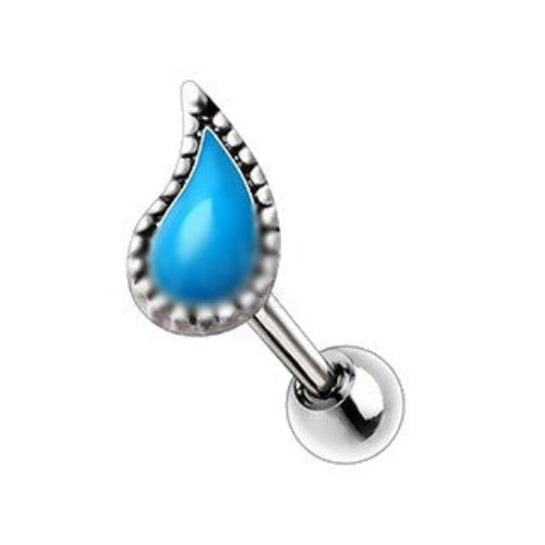 Aqua Teardrop Cartilage Earring - Fashion Hut Jewelry