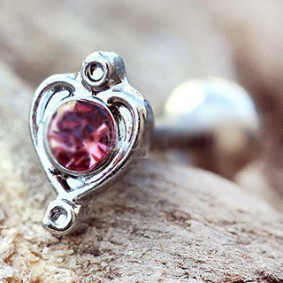 316L Stainless Steel Lovely Pink Heart Cartilage Earring | Fashion Hut Jewelry