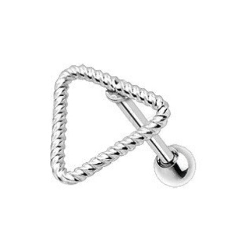 316L Stainless Steel Twisted Triangle Cartilage Earring | Fashion Hut Jewelry